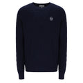 New Berto Knit Crewneck - Maritime Blue/Gardenia
