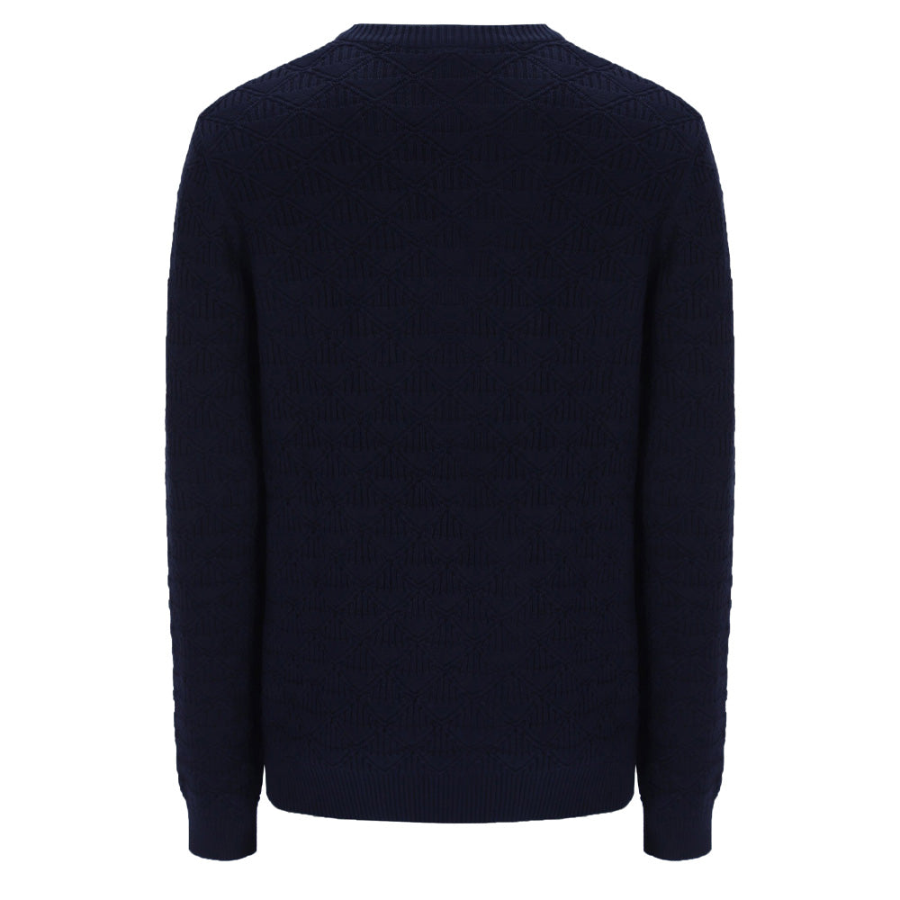 New Berto Knit Crewneck - Maritime Blue/Gardenia