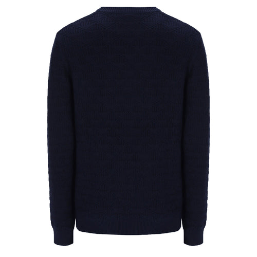 New Berto Knit Crewneck - Maritime Blue/Gardenia