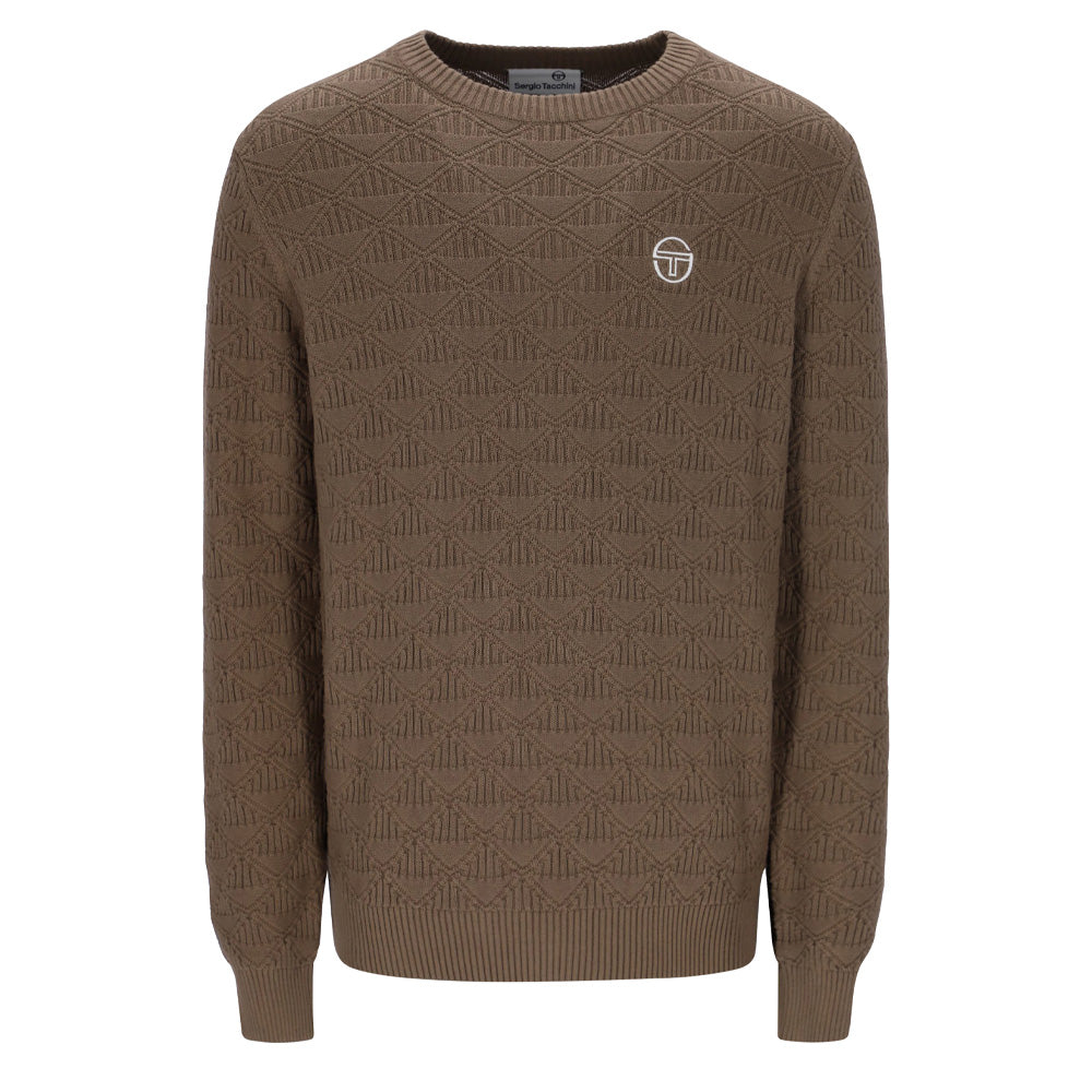 New Berto Knit Crewneck - Shitake/Gardenia