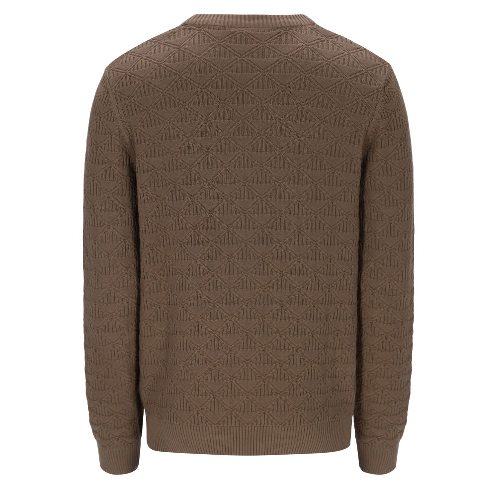 New Berto Knit Crewneck - Shitake/Gardenia