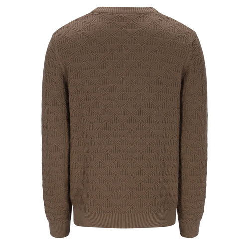 New Berto Knit Crewneck - Shitake/Gardenia