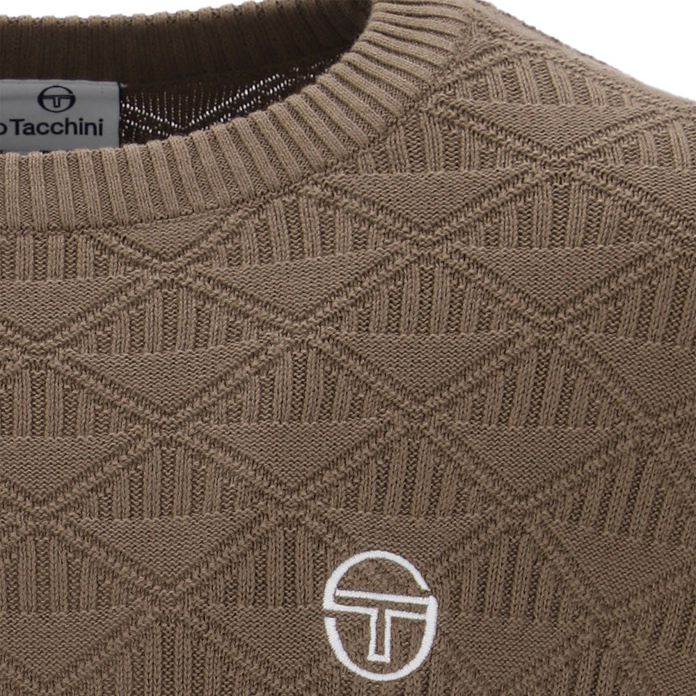 New Berto Knit Crewneck - Shitake/Gardenia
