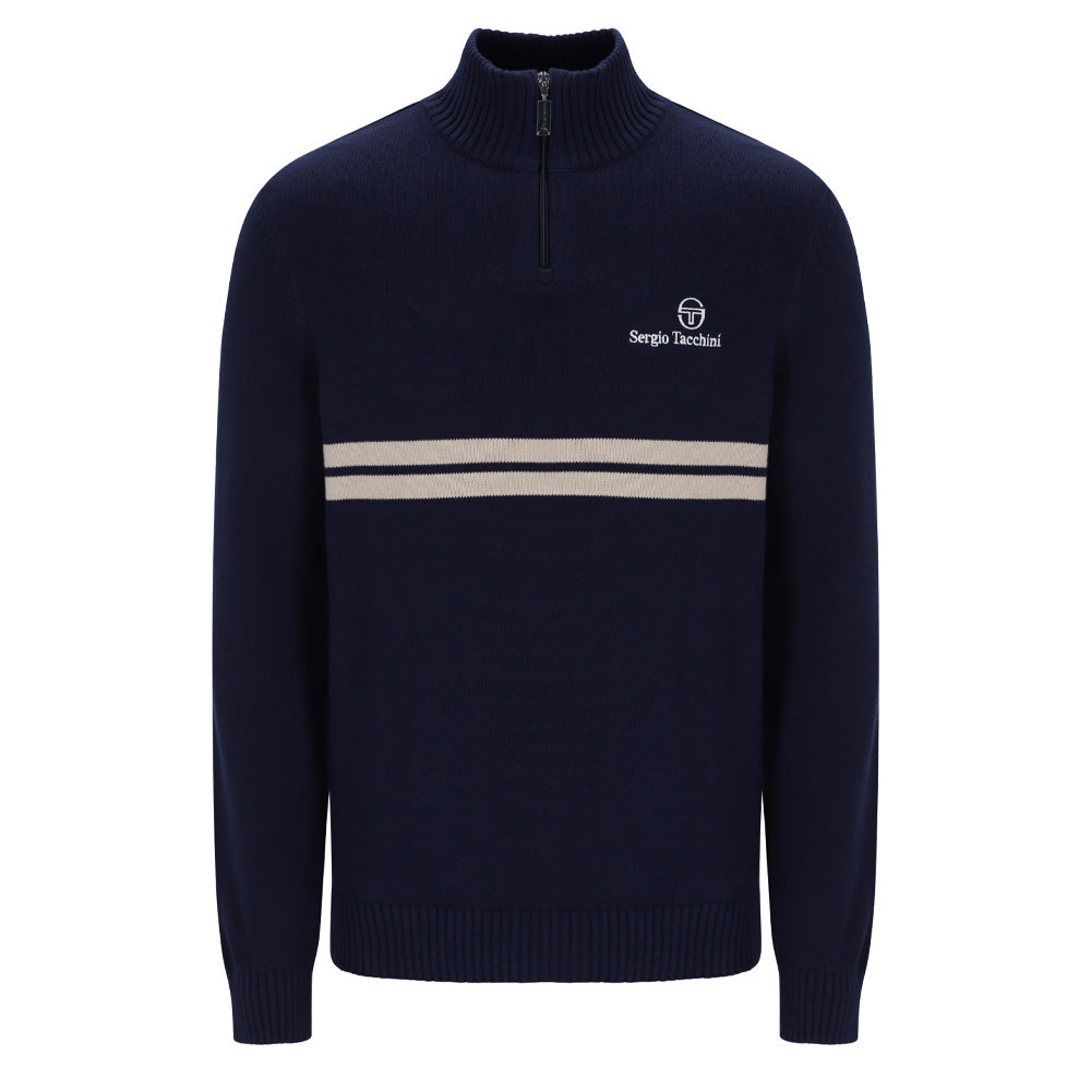 New Dallas 1/4 Zip Knit - Maritime Blue/Peyote