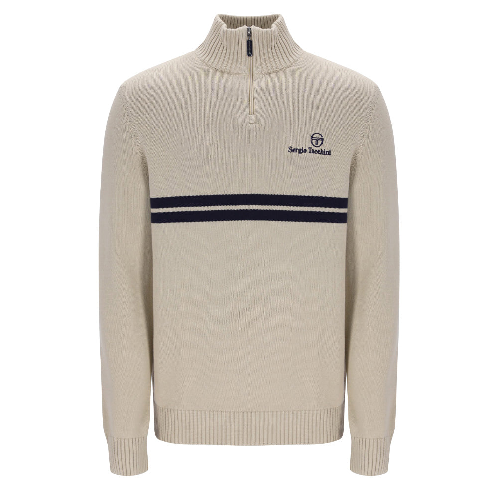 New Dallas 1/4 Zip Knit - Peyote/Maritime Blue