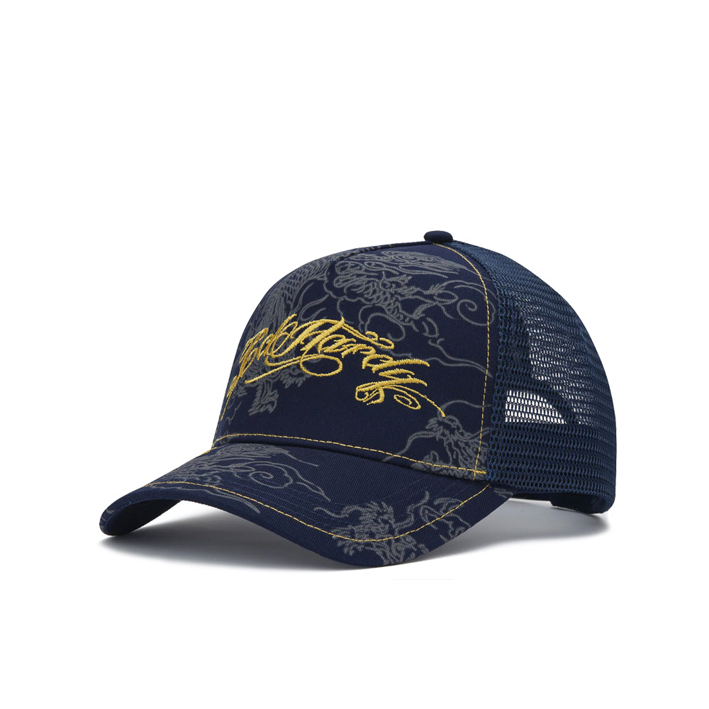 Outline Dragons 5 Panel Trucker Cap - Navy