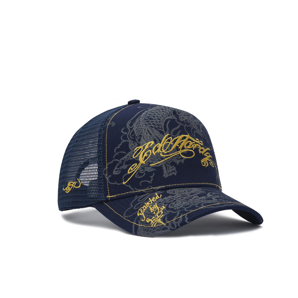 Outline Dragons 5 Panel Trucker Cap - Navy