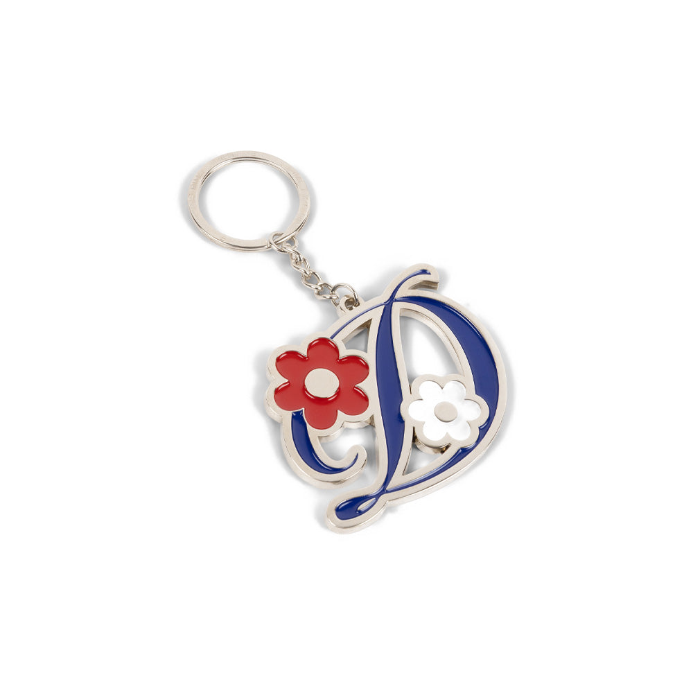 Oversized Floral Keychain - Silver