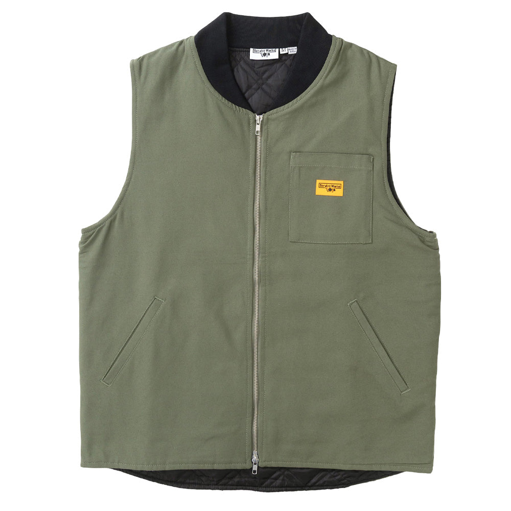 Padded Work Vest Jacket - Olive