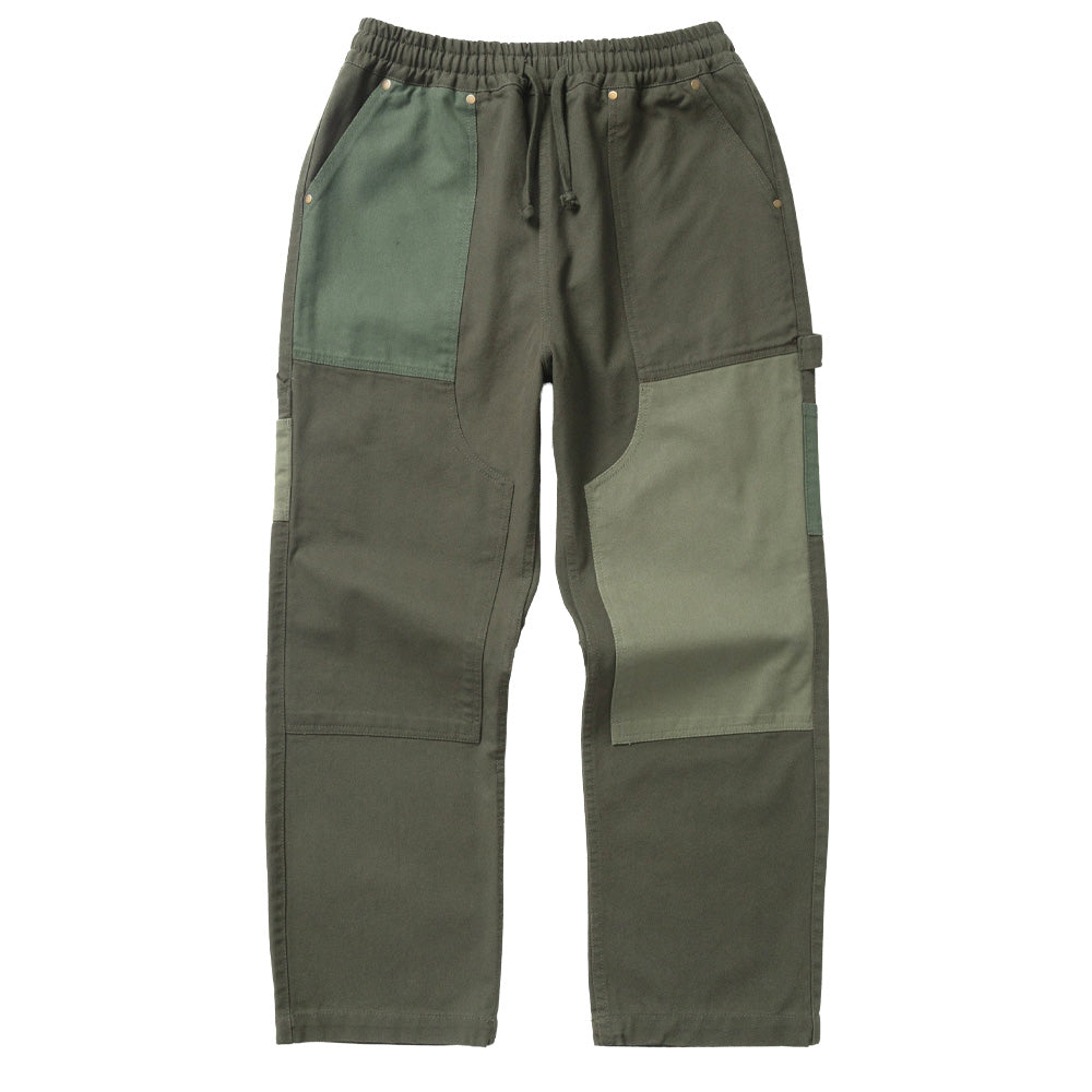 Patchwork Utility Chef Pants - Green