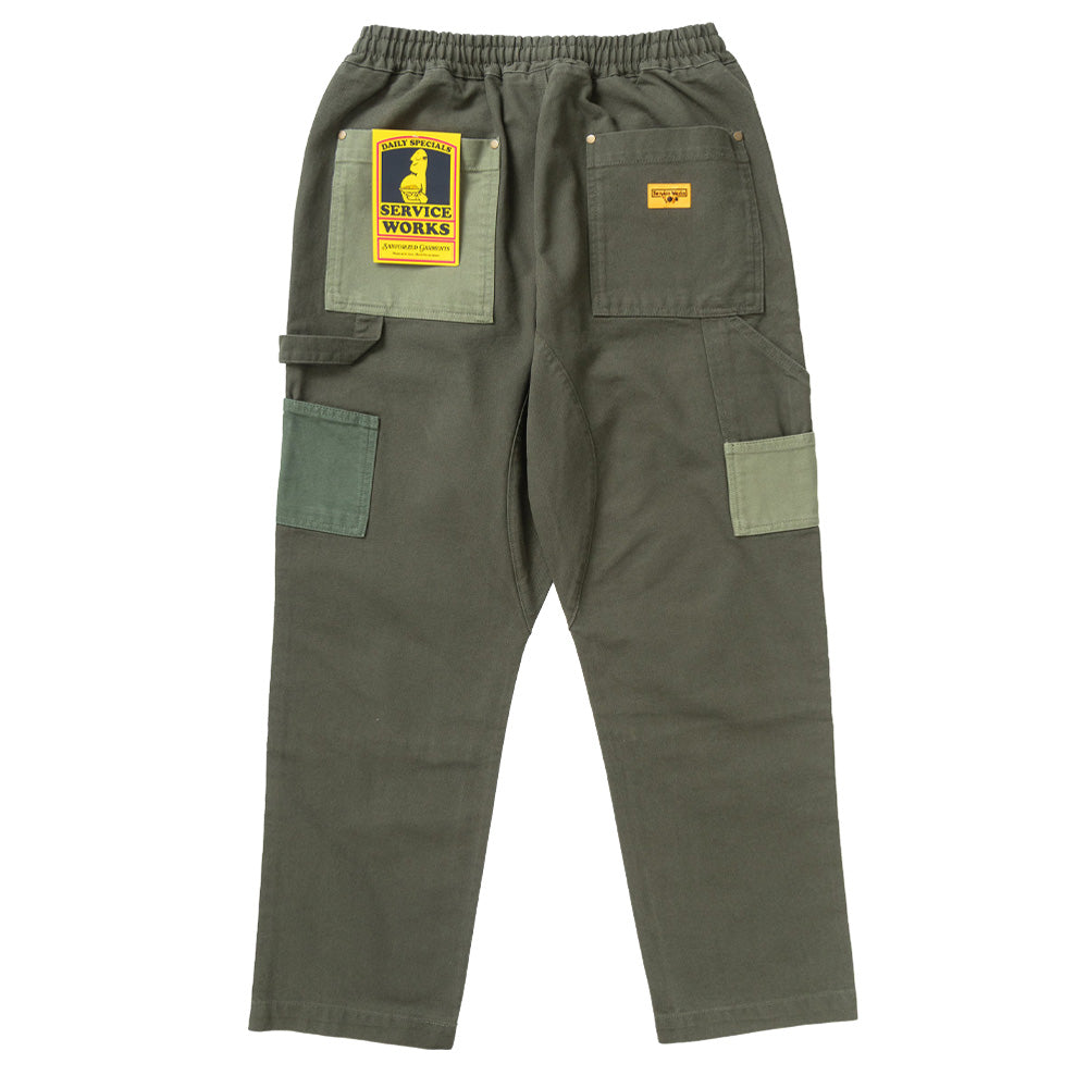 Patchwork Utility Chef Pants - Green