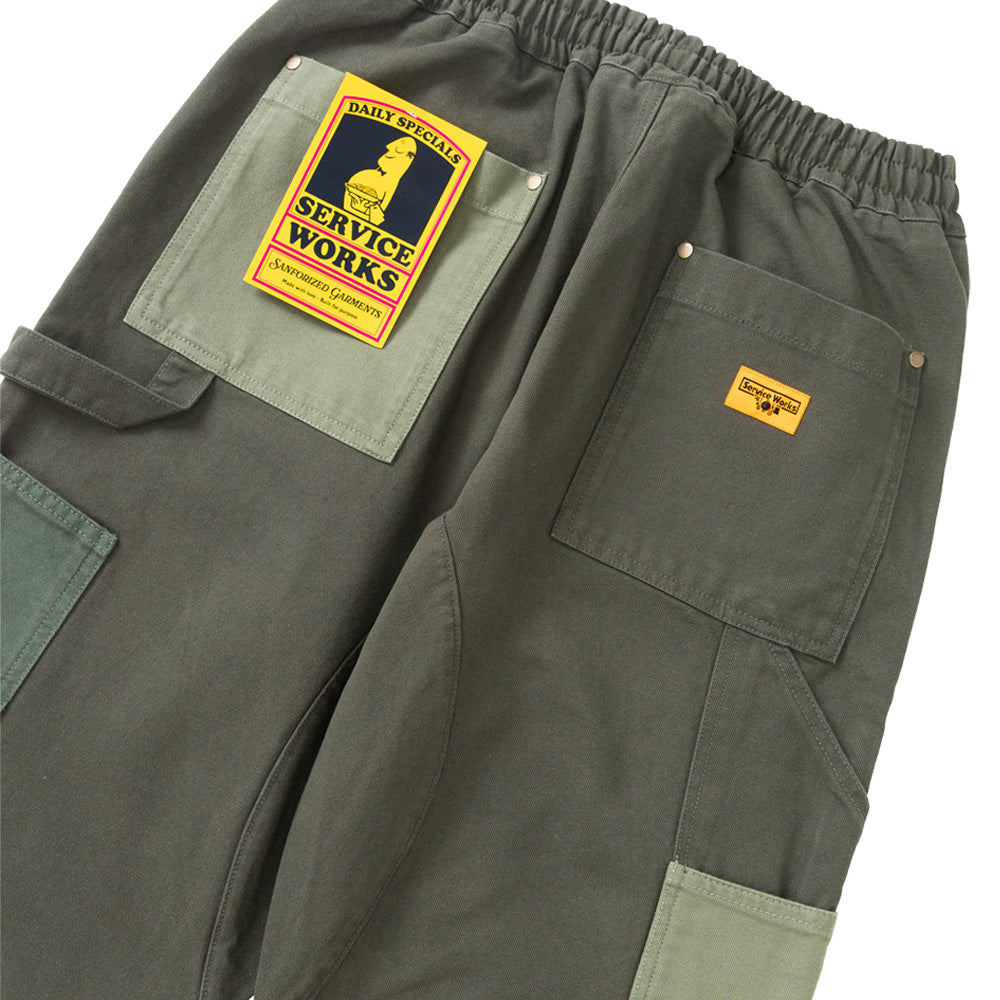Patchwork Utility Chef Pants - Green