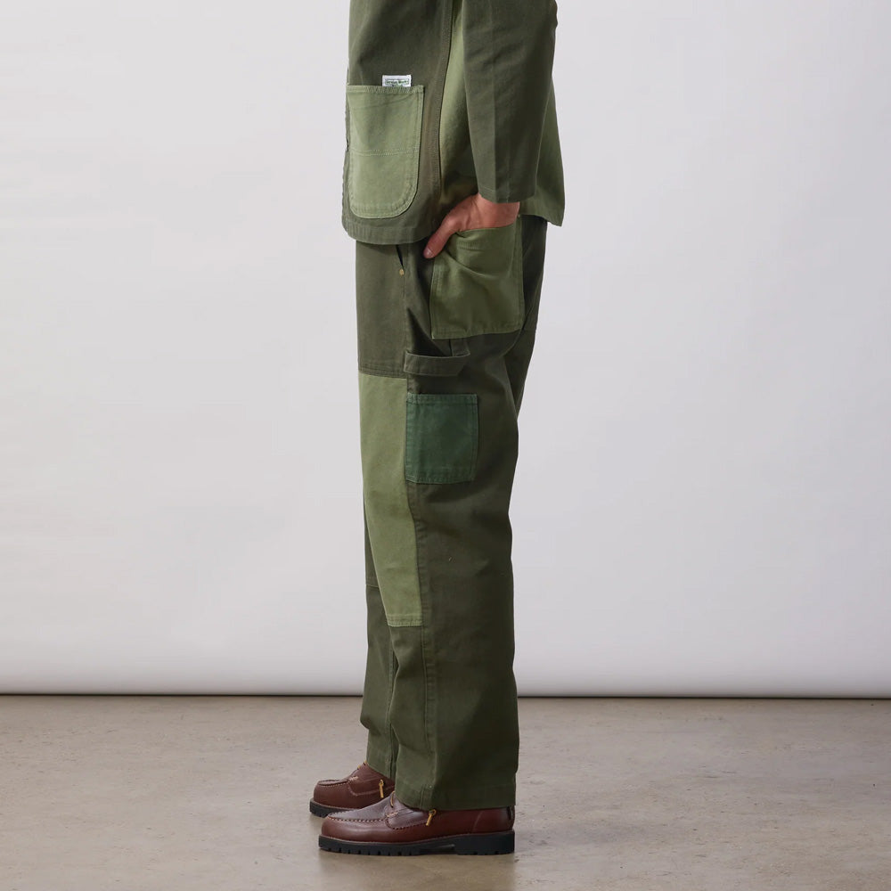 Patchwork Utility Chef Pants - Green
