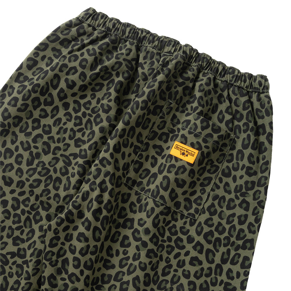 Patterned Easy Chef Pants - Green Leopard