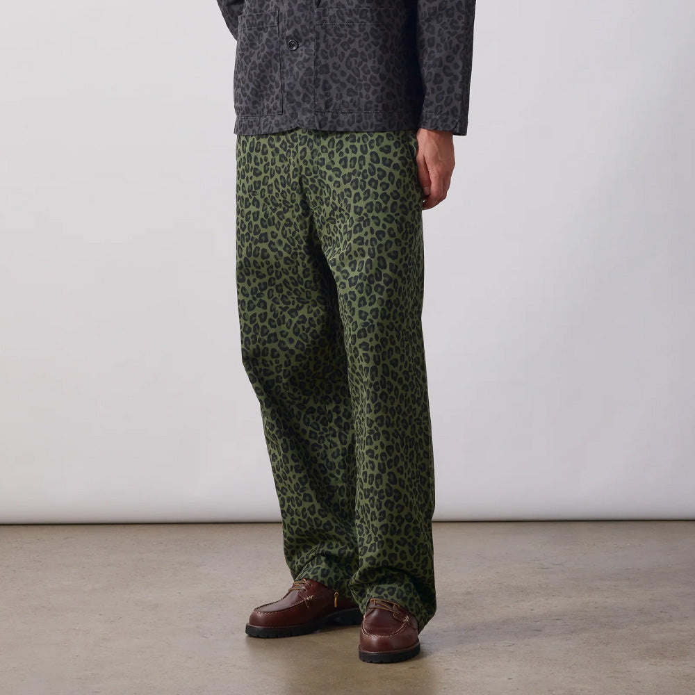 Patterned Easy Chef Pants - Green Leopard