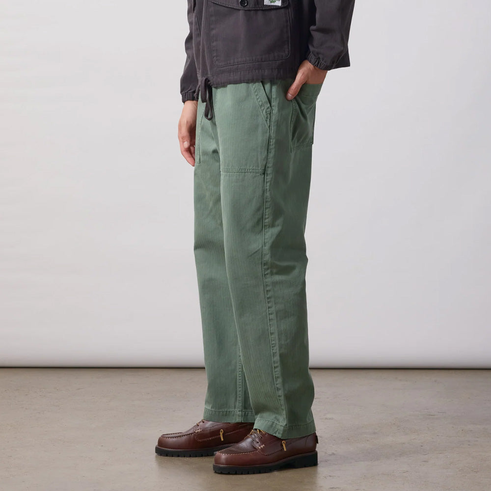 Pigment Herringbone Chef Pants - Olive