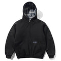 Plaid Lined Zip-Thru Hood - Black