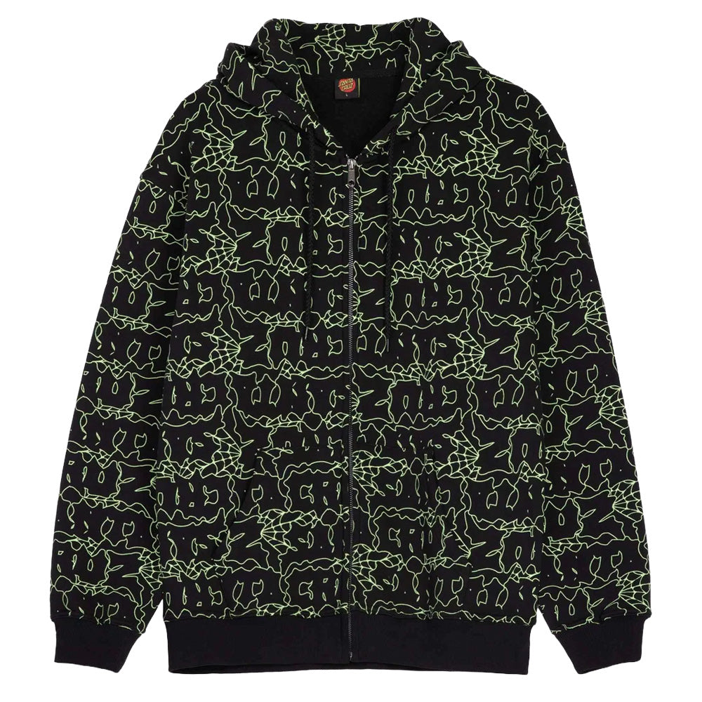 Punk Web Zip Hoodie - Black/Green