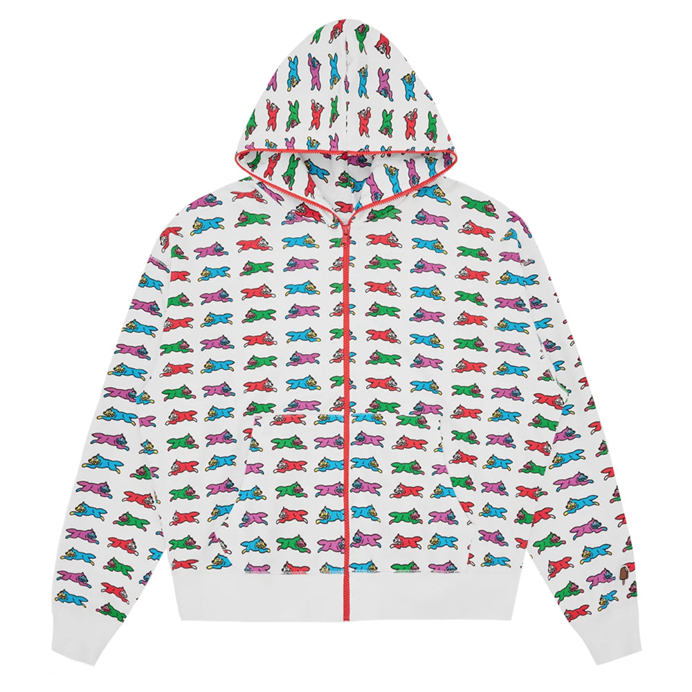 Repeat Running Dog Zip Through Hoodie - White