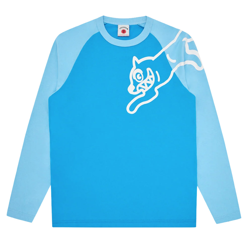 Running Dog Long Sleeve Raglan - Blue