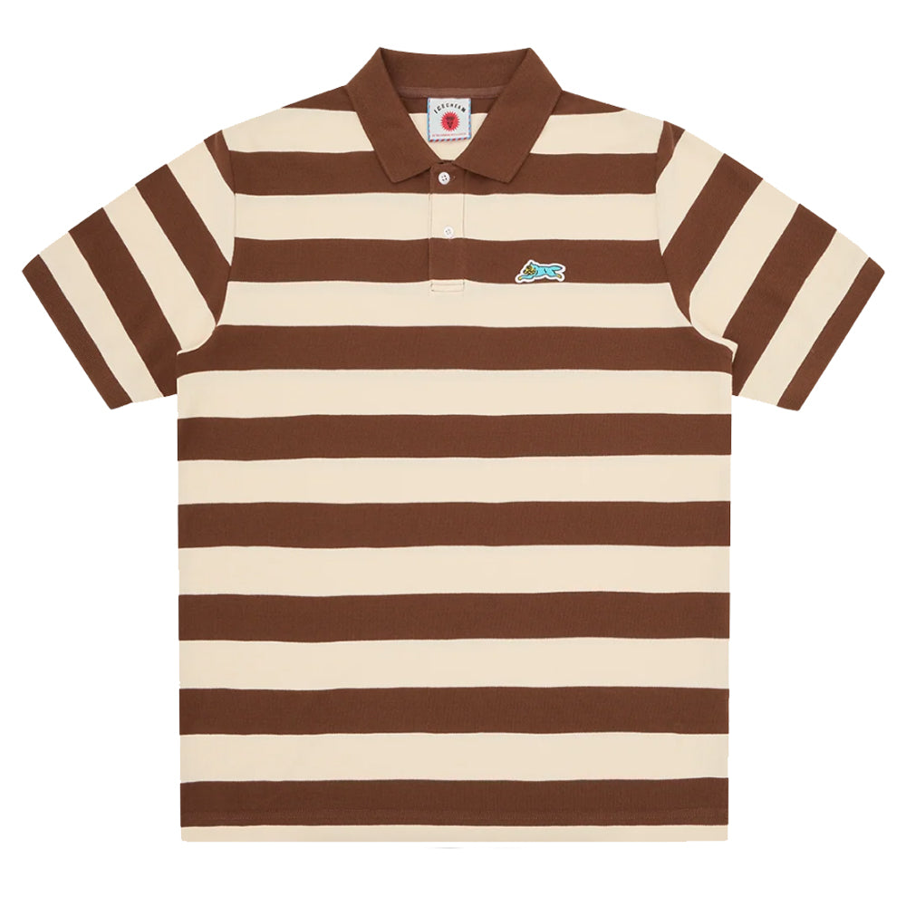 Running Dog Stripe Polo Shirt - Brown/Ecru