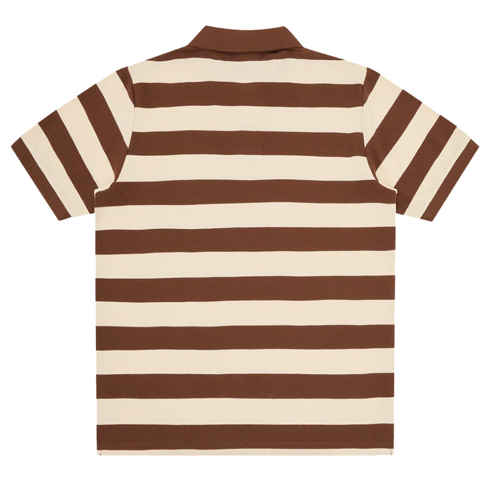 Running Dog Stripe Polo Shirt - Brown/Ecru