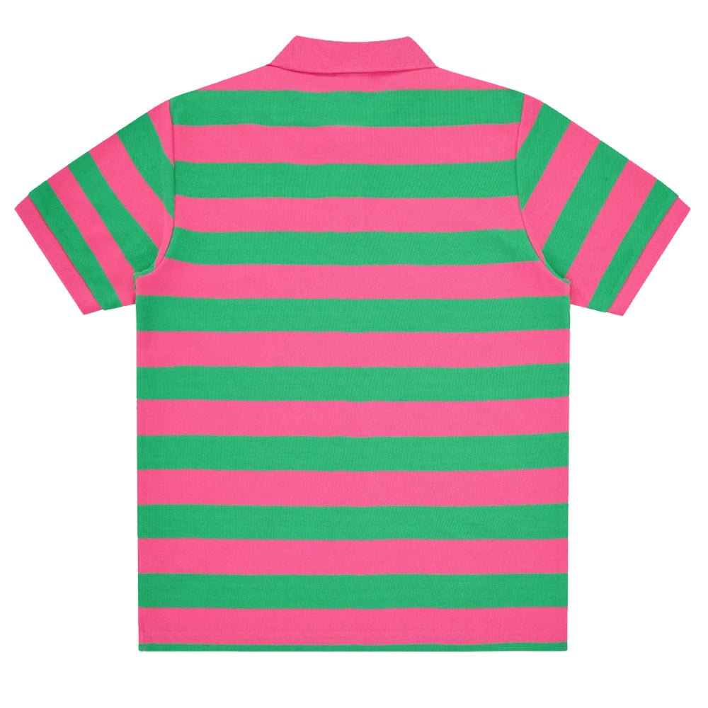 Running Dog Stripe Polo Shirt - Pink/Green