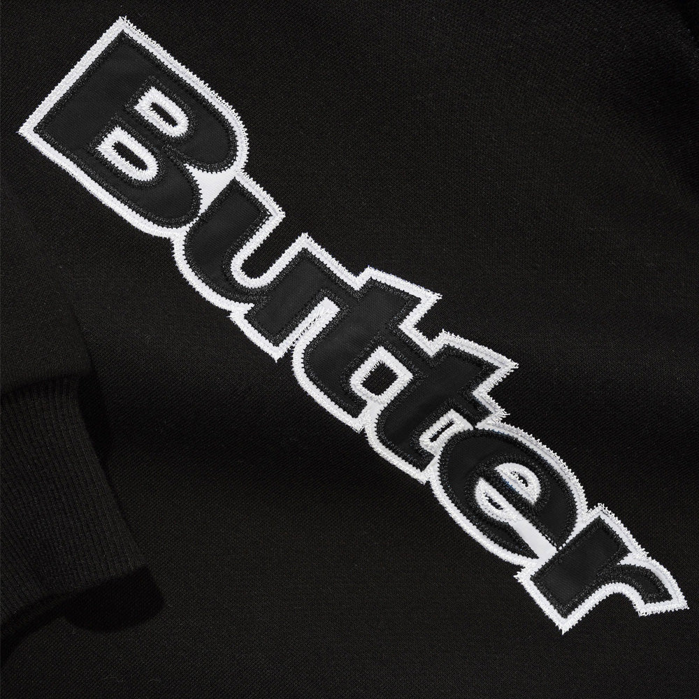 Satin Applique Logo Crewneck - Black