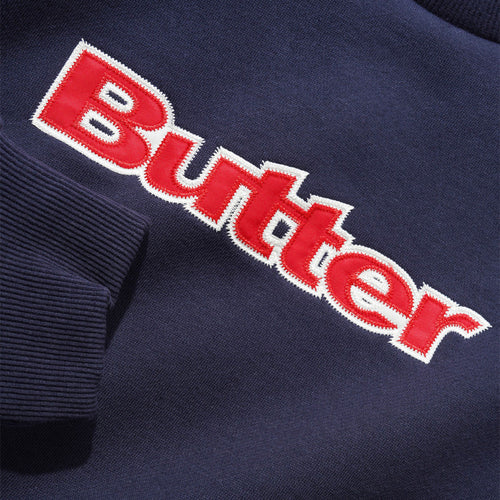 Satin Applique Logo Crewneck - Navy