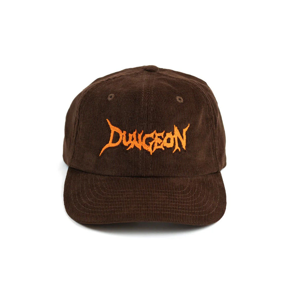 Dungeon Logo Cord Cap - Neon Orange / Brown