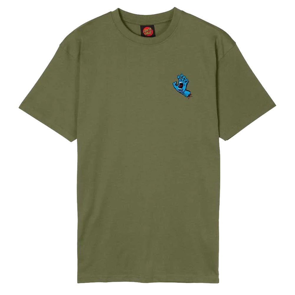 Screaming Hand Chest T-Shirt - Deep Olive
