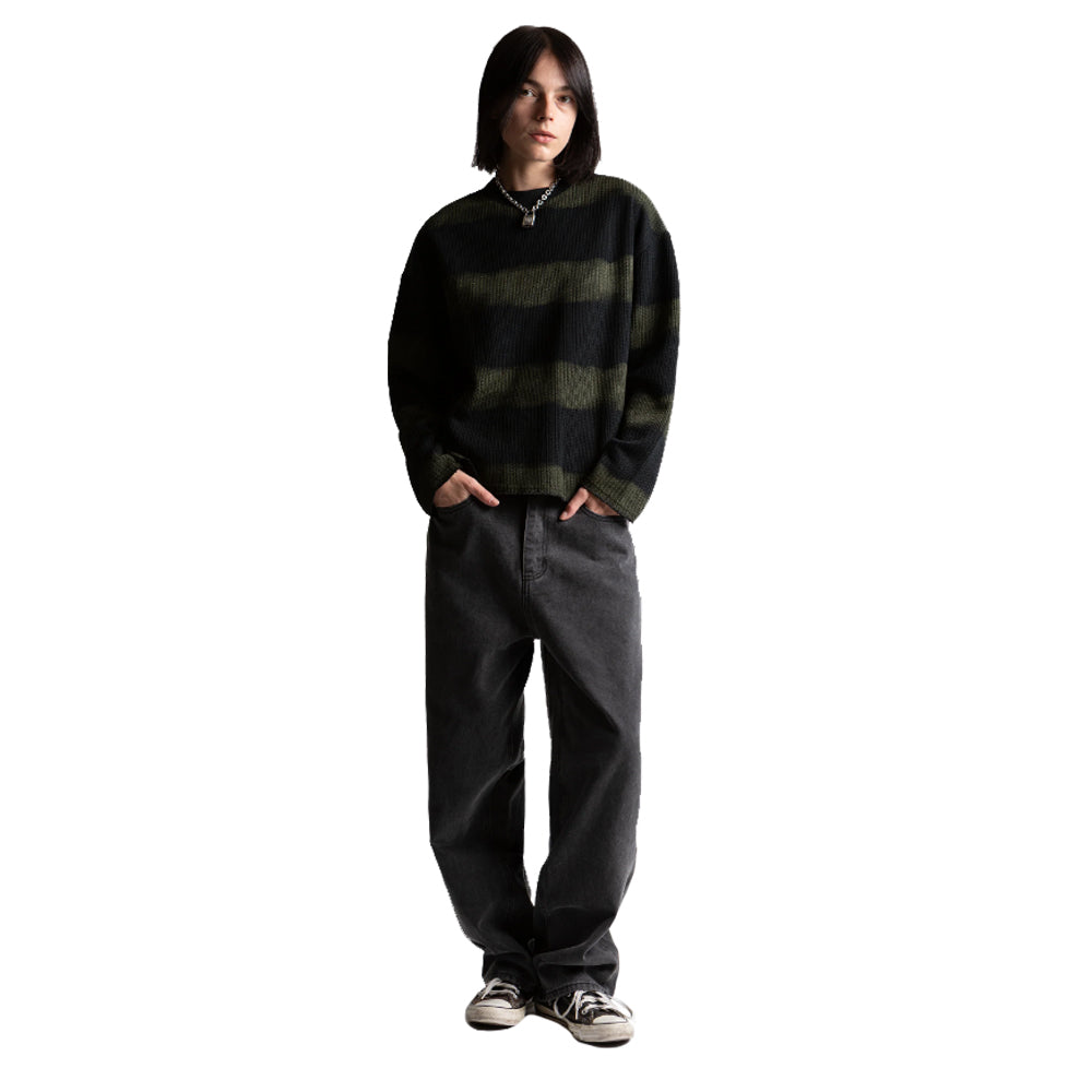 Script Stripe Crewneck Sweatshirt - Black/Army