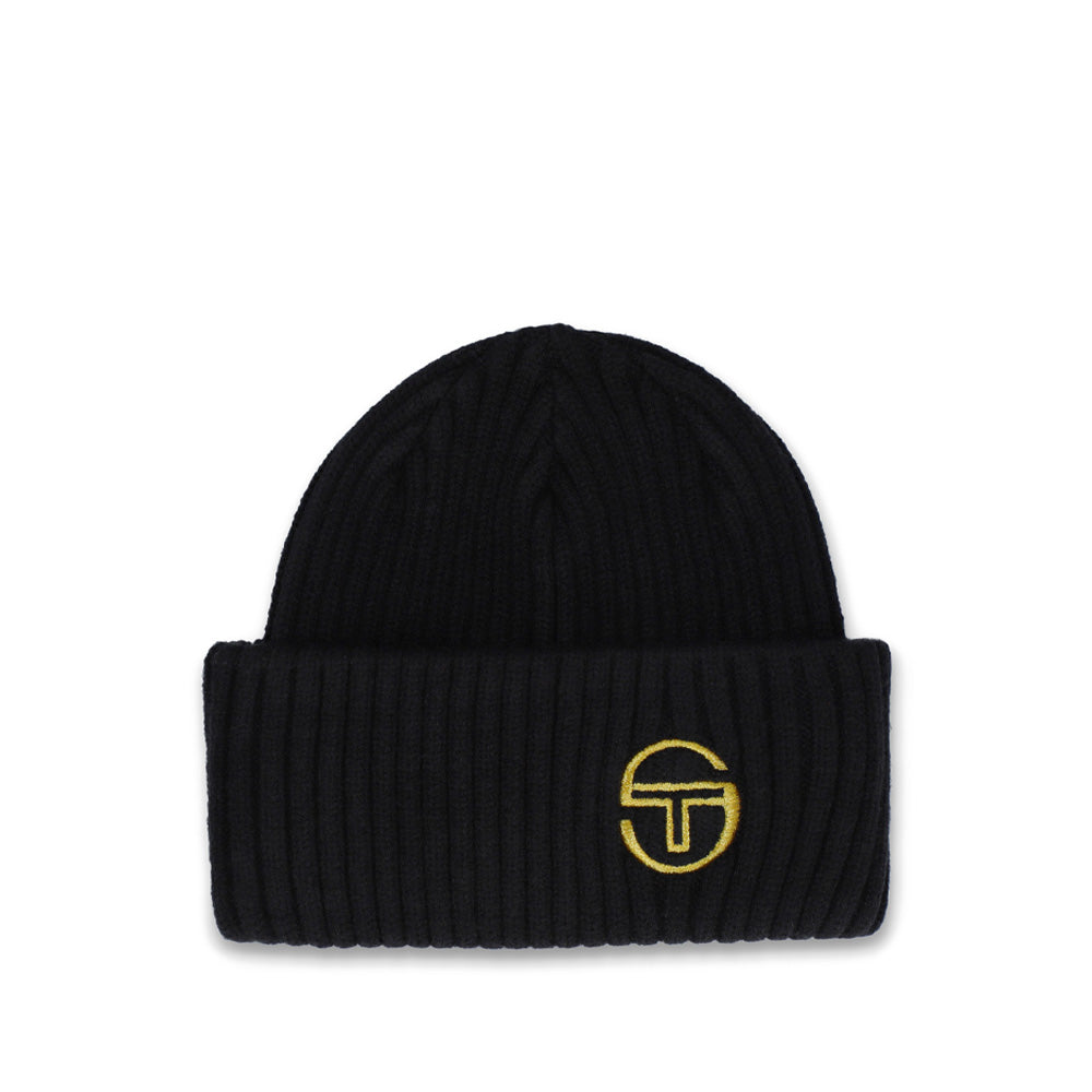 Seppi Ribbed Beanie - Black/Old Gold