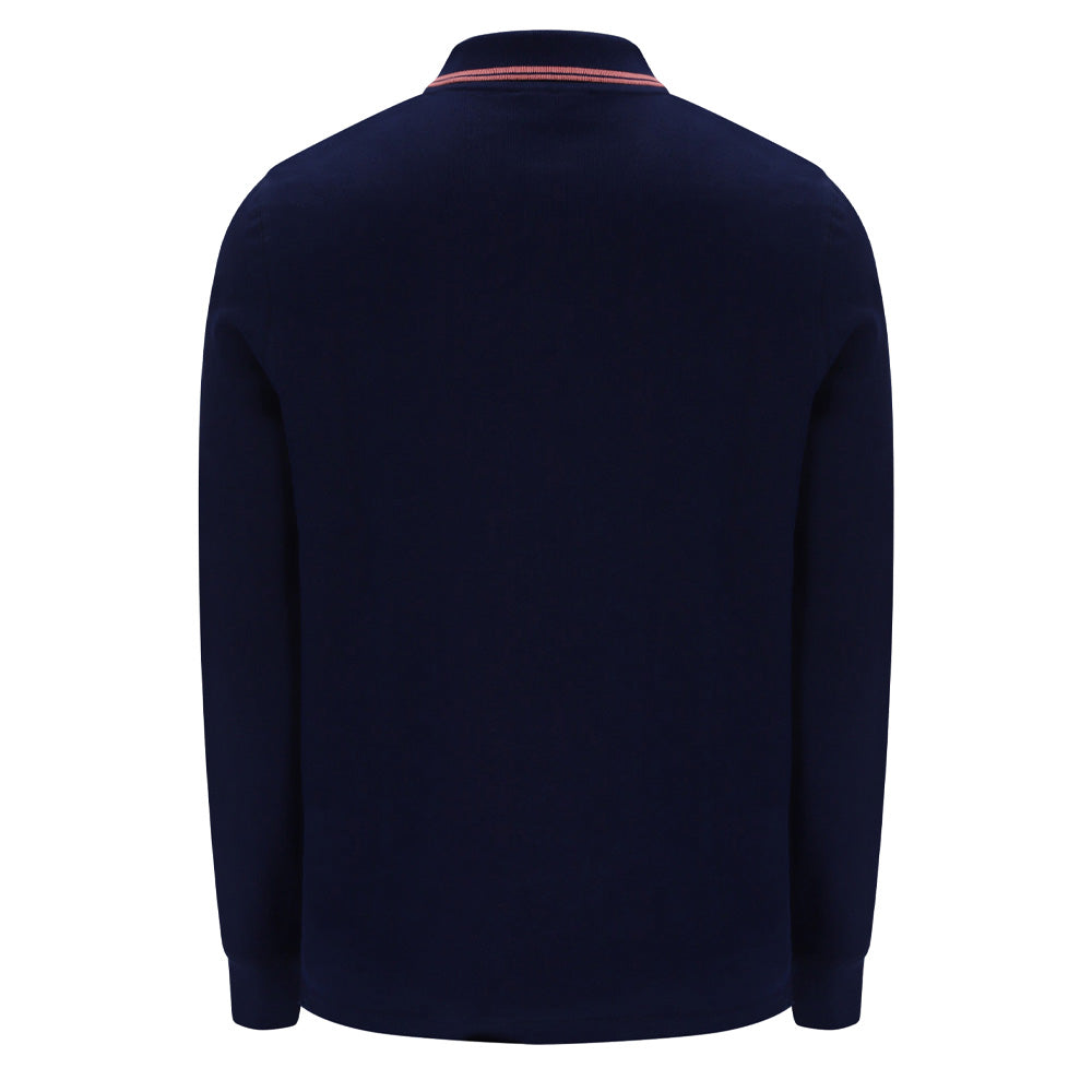 Sergio 020 Long Sleeve Polo - Maritime Blue/Light Mahogany