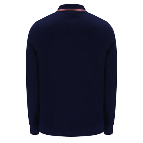 Sergio 020 Long Sleeve Polo - Maritime Blue/Light Mahogany
