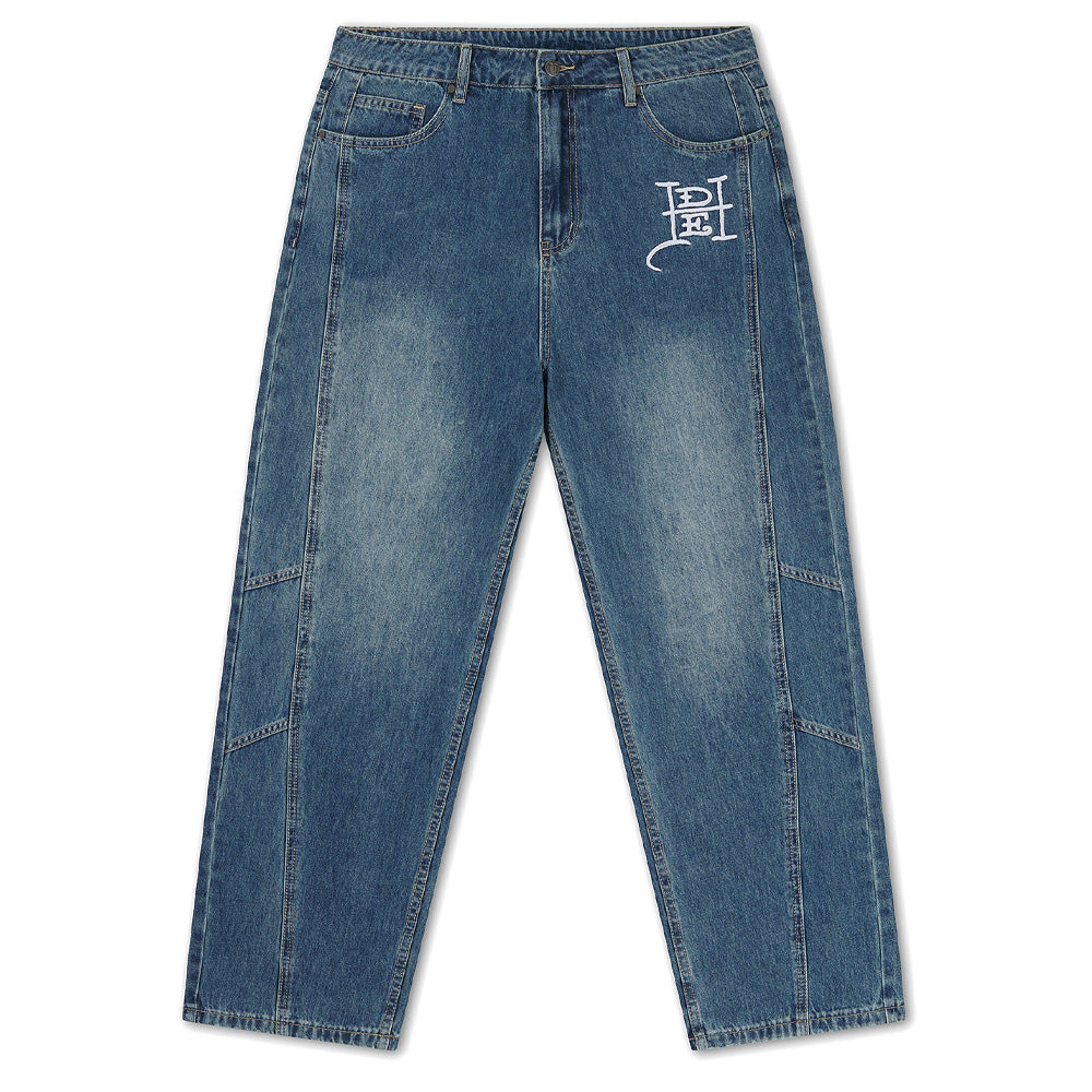Serpent Skull Graphic Relaxed Jeans - Mid Blue