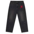 Serpent Skull Graphic Relaxed Jeans - Washed Black