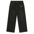 Slithering Dragon Embroidered Xxtra Jeans - Sandy Black