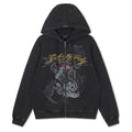 Storming New York Washed Relaxed Zip Thru Hoodie - Black