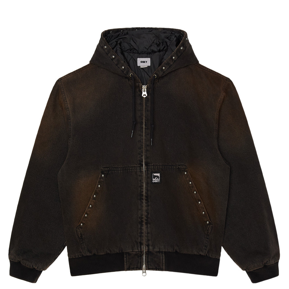 Studded Zip Up Jacket - Black Rust Wash