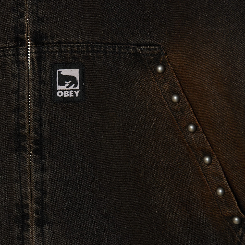 Studded Zip Up Jacket - Black Rust Wash