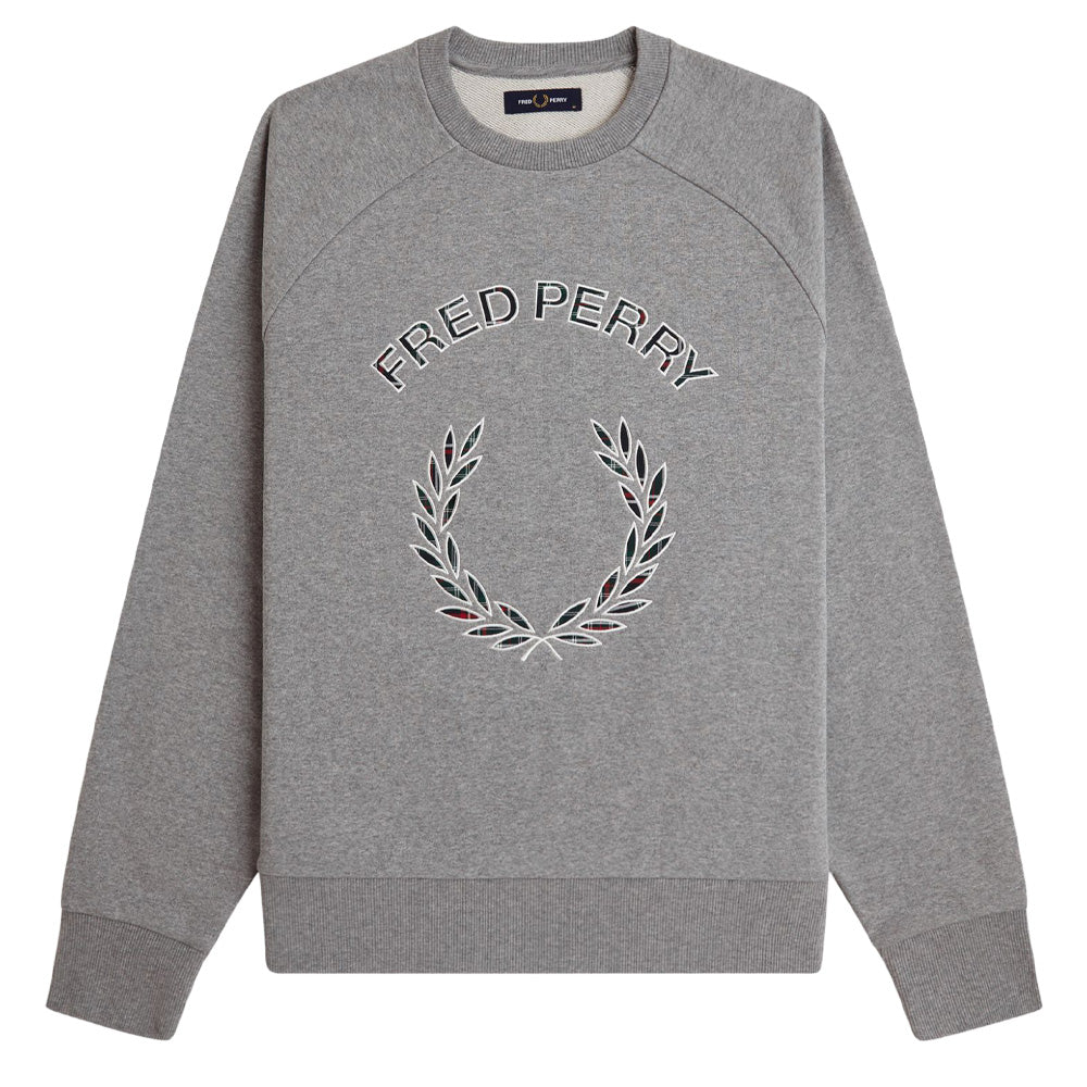 Tartan Appliqué Sweatshirt - Steel Marl
