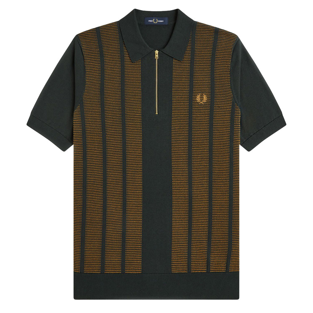 Textured Panel Knitted Shirt - Night Green