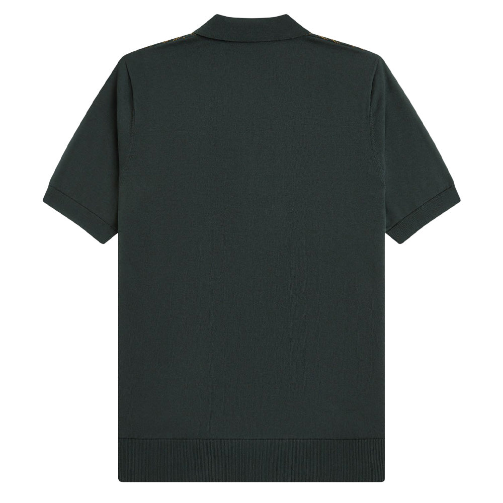 Textured Panel Knitted Shirt - Night Green