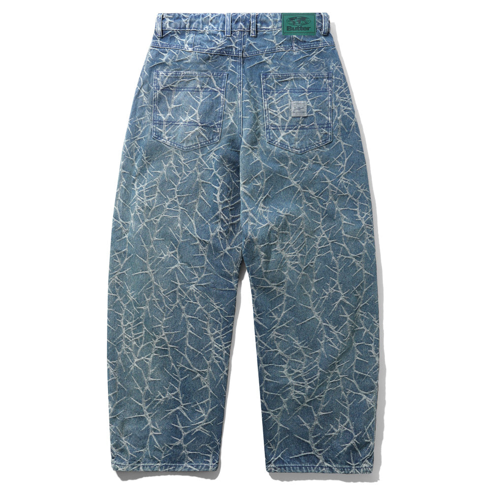 Thorn Camo Wide Cut Denim Jeans - Washed Indigo