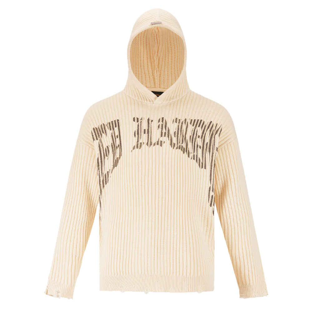 Tiger And Snake In Flames Knitted Hoodie - Off White