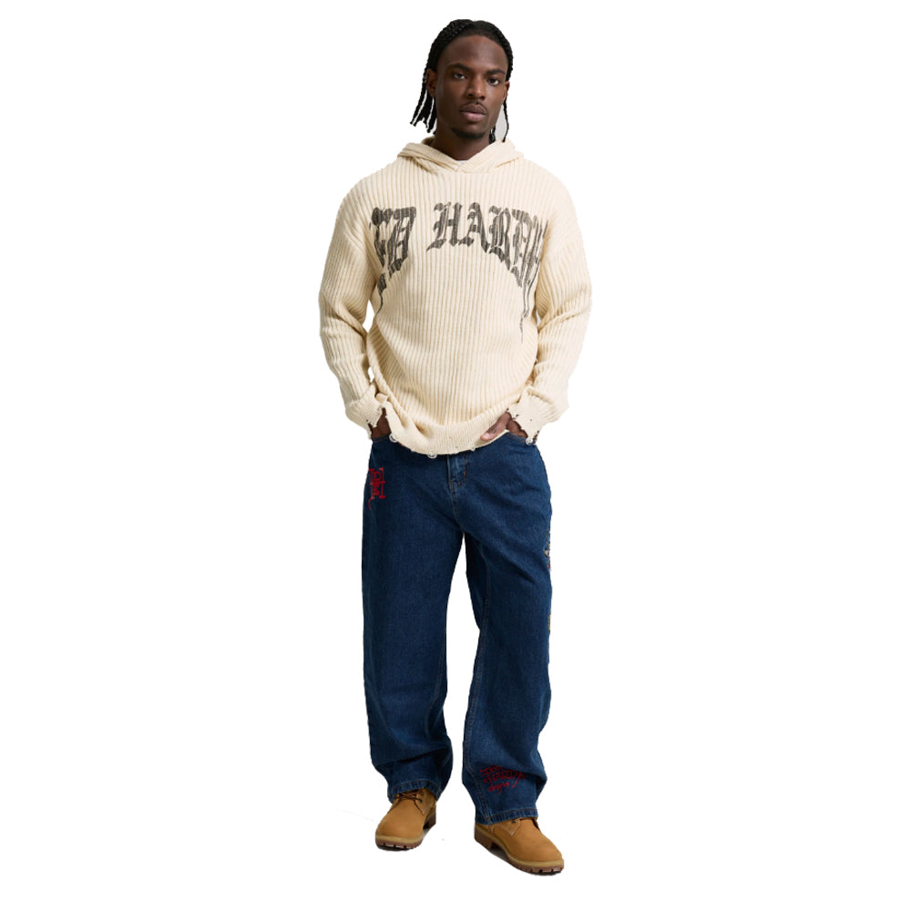 Tiger And Snake In Flames Knitted Hoodie - Off White
