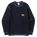 Waffle Contrast Thermal Long Sleeve T-Shirt - Navy/Blue