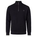 Waffle Stitch Half Zip Jumper - Black