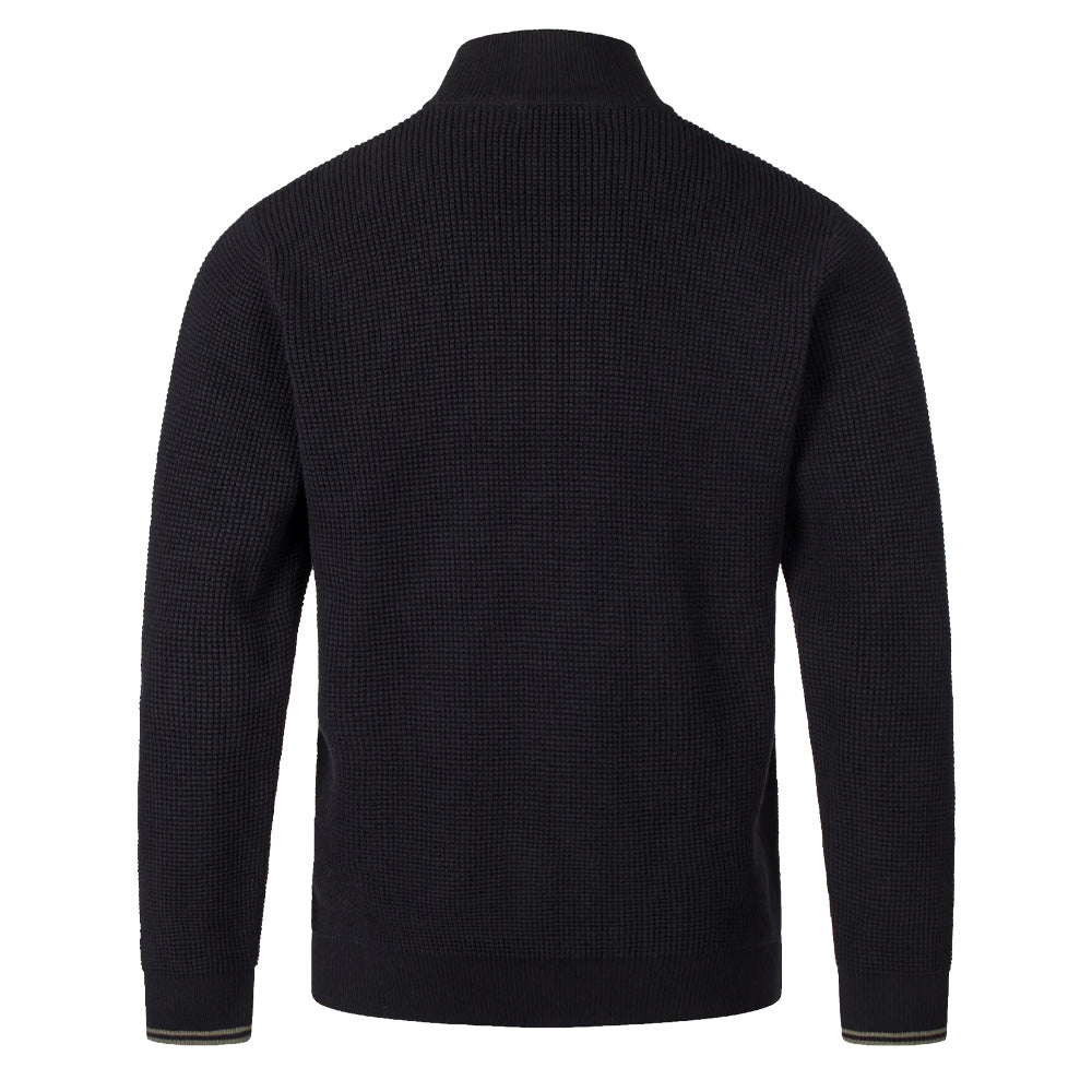 Waffle Stitch Half Zip Jumper - Black